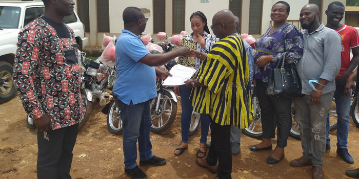 Ashaiman Assembly presents twenty five (25) motor bikes to the Assembly Members 2022