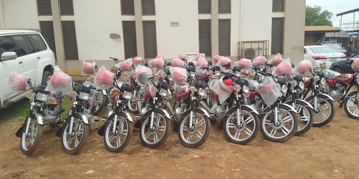 Ashaiman Assembly presents twenty five (25) motor bikes to the Assembly Members 2022