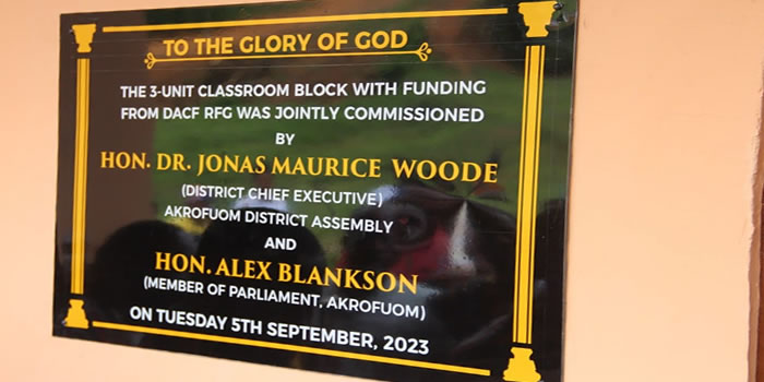 Akrofuom - Classrooms blocks commissioned in two communities 2023